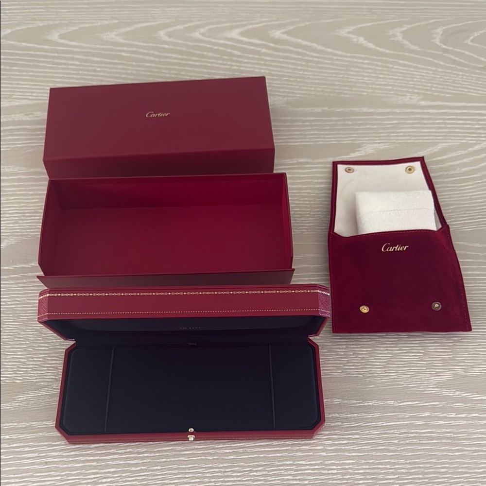 Cartier Burgundy and Gold Jewelry Box Set